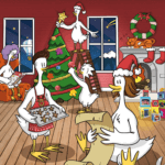 préparation de Noel avec sapins et jeux